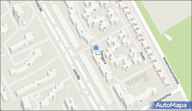 Warszawa, Sengera-Cichego Mariana, 7, mapa Warszawy