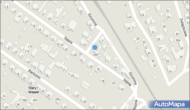 Warszawa, Sępia, 23A, mapa Warszawy