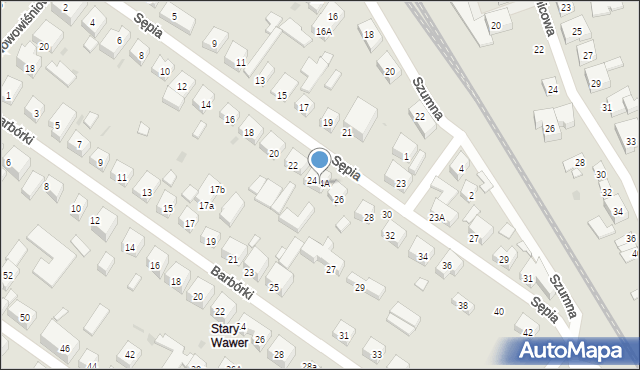 Warszawa, Sępia, 24A, mapa Warszawy