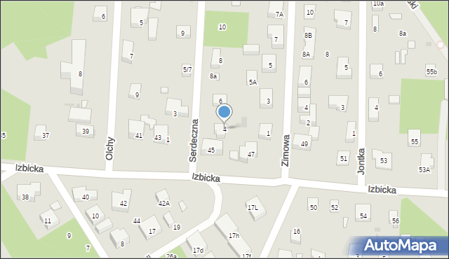 Warszawa, Serdeczna, 4, mapa Warszawy