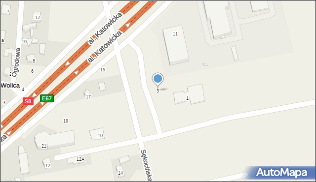 Wolica, Sękocińska, 3, mapa Wolica