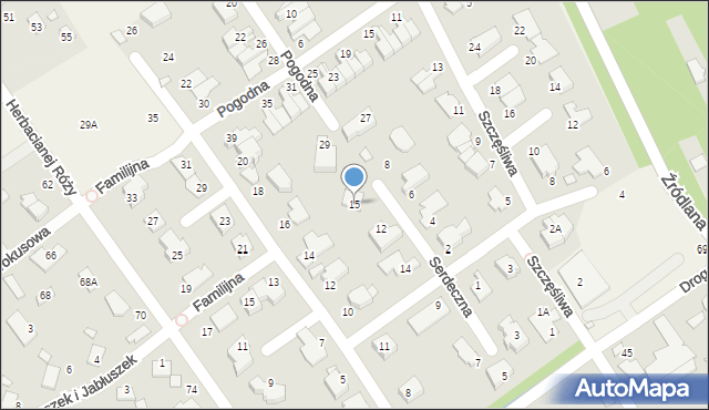 Wólka Kozodawska, Serdeczna, 15, mapa Wólka Kozodawska