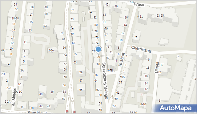 Wrocław, Sępa-Szarzyńskiego Mikołaja, 70, mapa Wrocławia