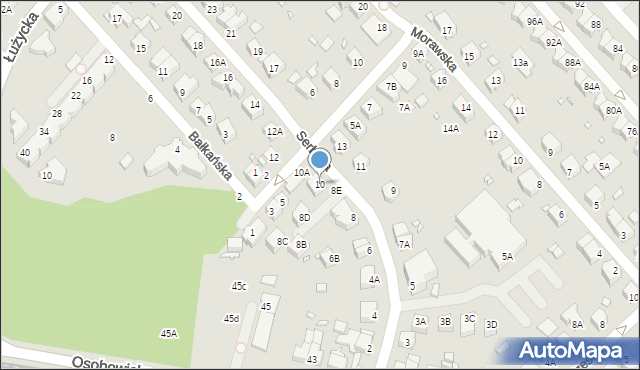 Wrocław, Serbska, 10, mapa Wrocławia