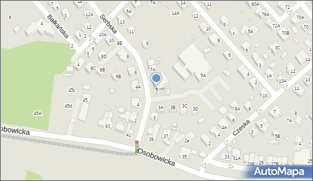 Wrocław, Serbska, 5, mapa Wrocławia