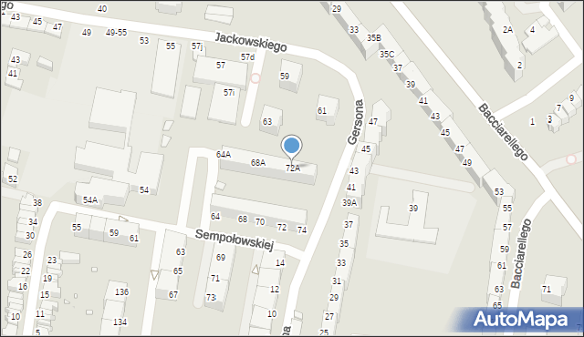 Wrocław, Sempołowskiej Stefanii, 72A, mapa Wrocławia