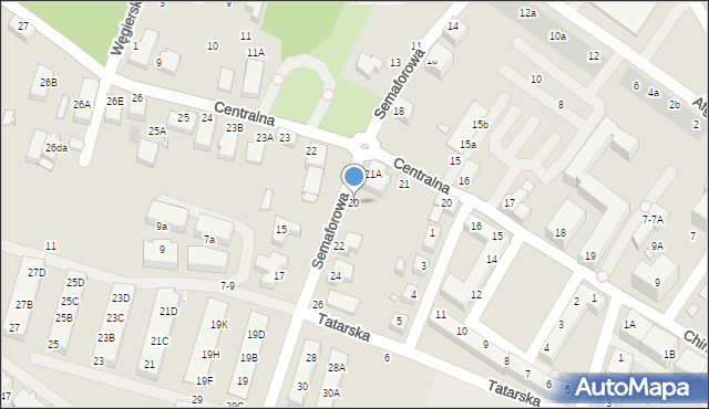 Wrocław, Semaforowa, 20, mapa Wrocławia