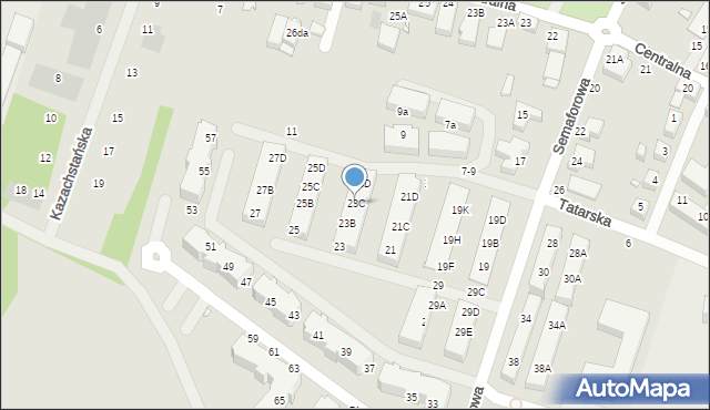 Wrocław, Semaforowa, 23C, mapa Wrocławia