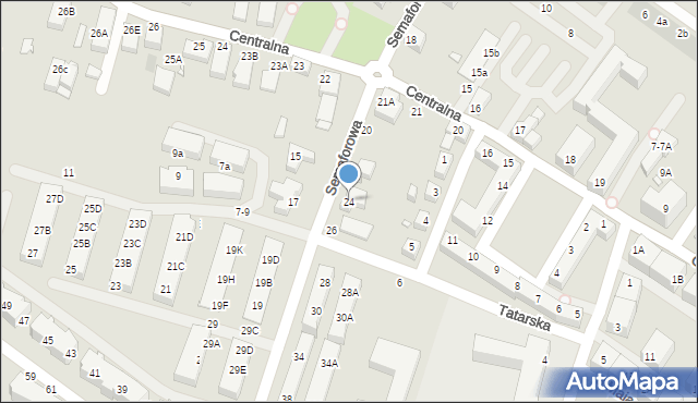 Wrocław, Semaforowa, 24, mapa Wrocławia