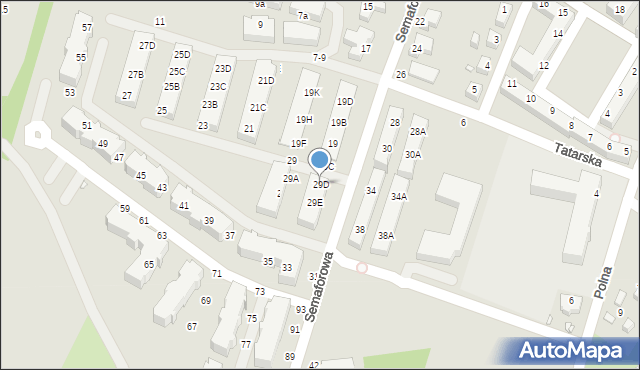 Wrocław, Semaforowa, 29D, mapa Wrocławia