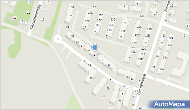 Wrocław, Semaforowa, 43, mapa Wrocławia