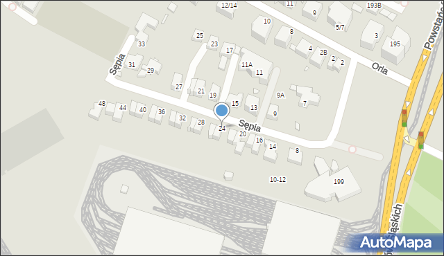 Wrocław, Sępia, 24, mapa Wrocławia