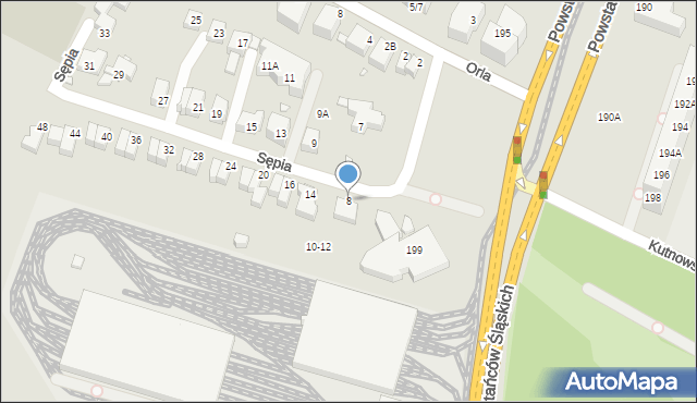 Wrocław, Sępia, 8, mapa Wrocławia