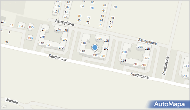 Zalasewo, Serdeczna, 19E, mapa Zalasewo