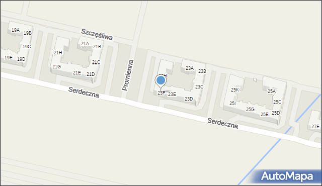 Zalasewo, Serdeczna, 23F, mapa Zalasewo
