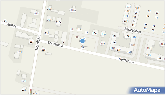 Zalasewo, Serdeczna, 5A, mapa Zalasewo