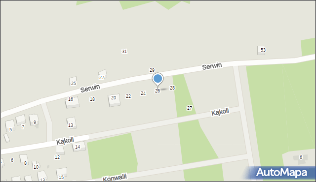 Żarki, Serwin, 26, mapa Żarki