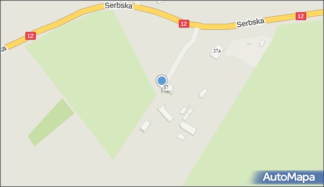 Żary, Serbska, 39, mapa Żary