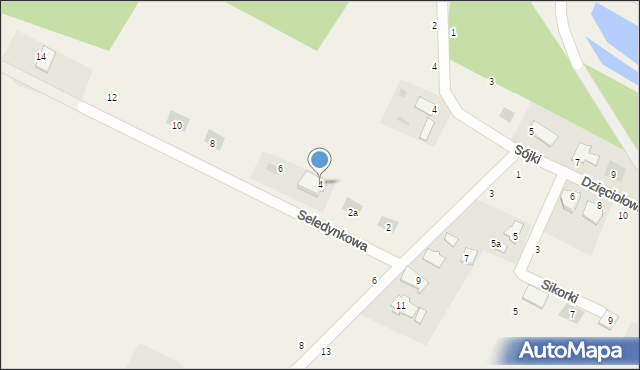 Zielonka, Seledynkowa, 4, mapa Zielonka