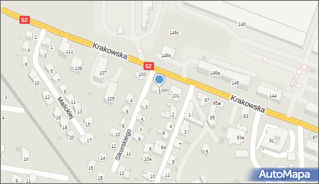 Andrychów, Sikorskiego Władysława, gen., 1, mapa Andrychów