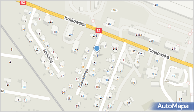 Andrychów, Sikorskiego Władysława, gen., 3, mapa Andrychów