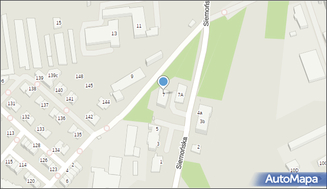 Będzin, Siemońska, 7, mapa Będzin