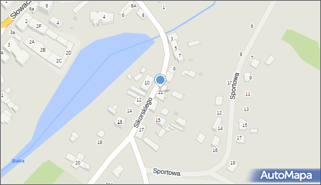 Biała Piska, Sikorskiego Władysława, gen., 11, mapa Biała Piska