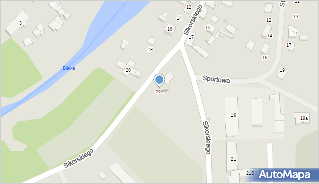 Biała Piska, Sikorskiego Władysława, gen., 20A, mapa Biała Piska