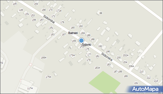 Biała Podlaska, Sidorska, 173, mapa Białej Podlaskiej