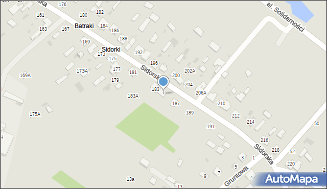 Biała Podlaska, Sidorska, 185, mapa Białej Podlaskiej