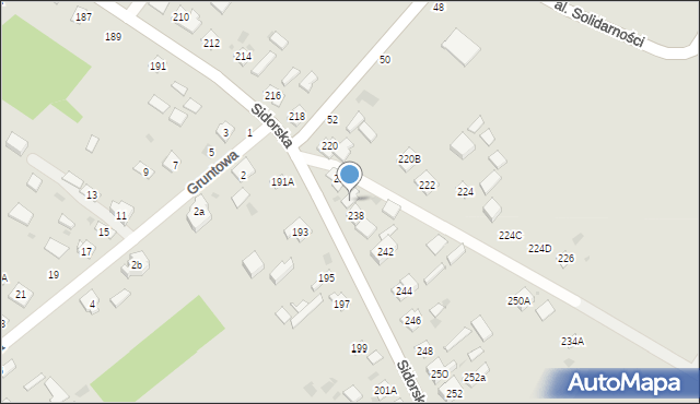Biała Podlaska, Sidorska, 238A, mapa Białej Podlaskiej