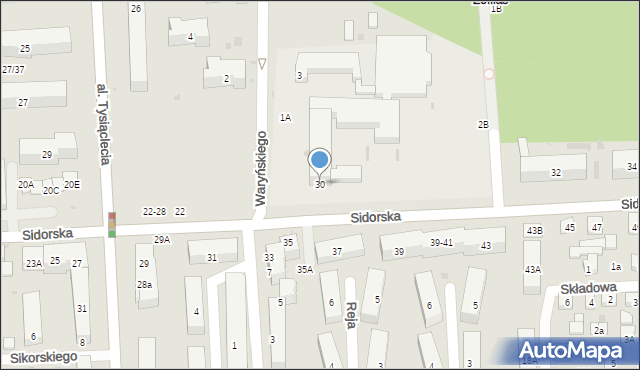 Biała Podlaska, Sidorska, 30, mapa Białej Podlaskiej