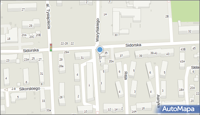 Biała Podlaska, Sidorska, 33, mapa Białej Podlaskiej