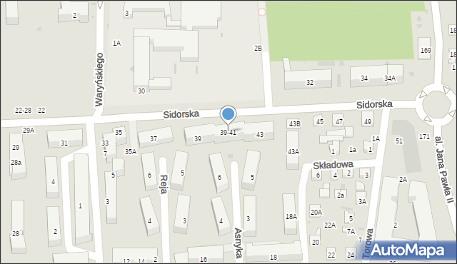 Biała Podlaska, Sidorska, 39-41, mapa Białej Podlaskiej