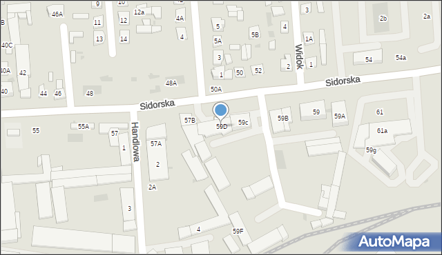 Biała Podlaska, Sidorska, 59D, mapa Białej Podlaskiej