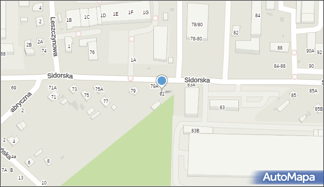Biała Podlaska, Sidorska, 81, mapa Białej Podlaskiej