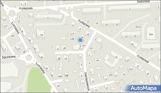 Biała Podlaska, Sienkiewicza Henryka, 1, mapa Białej Podlaskiej