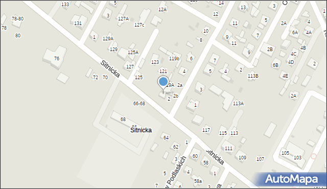 Biała Podlaska, Sitnicka, 119, mapa Białej Podlaskiej