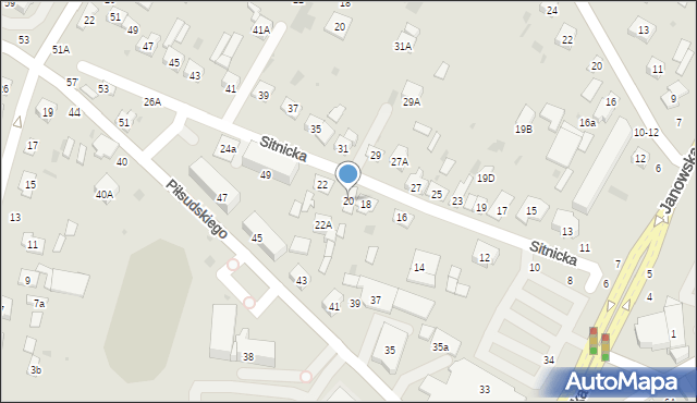 Biała Podlaska, Sitnicka, 20, mapa Białej Podlaskiej