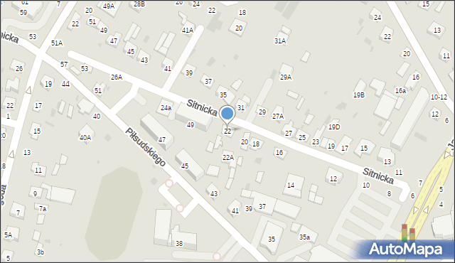 Biała Podlaska, Sitnicka, 22, mapa Białej Podlaskiej