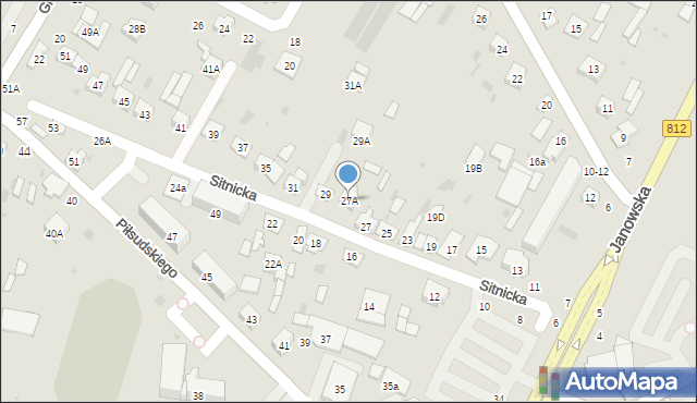 Biała Podlaska, Sitnicka, 27A, mapa Białej Podlaskiej