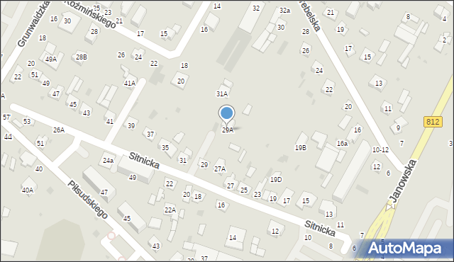 Biała Podlaska, Sitnicka, 29A, mapa Białej Podlaskiej