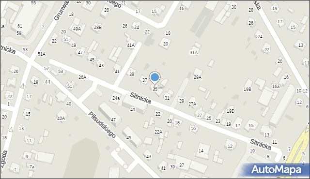 Biała Podlaska, Sitnicka, 35, mapa Białej Podlaskiej