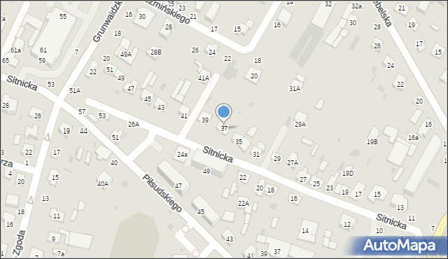 Biała Podlaska, Sitnicka, 37, mapa Białej Podlaskiej