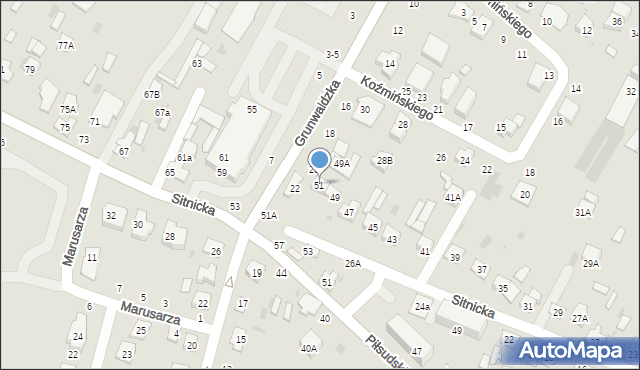 Biała Podlaska, Sitnicka, 51, mapa Białej Podlaskiej