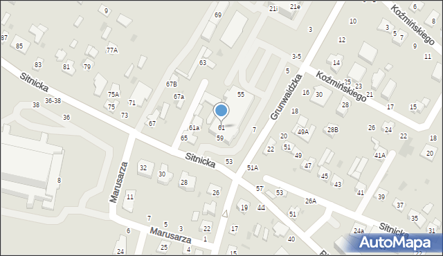 Biała Podlaska, Sitnicka, 61, mapa Białej Podlaskiej