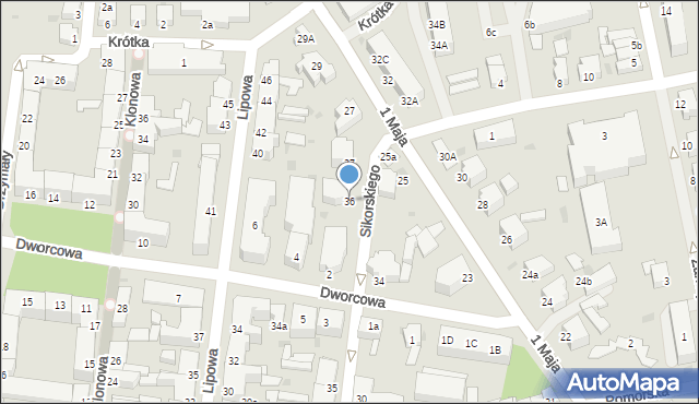 Białogard, Sikorskiego Władysława, gen., 36, mapa Białogard