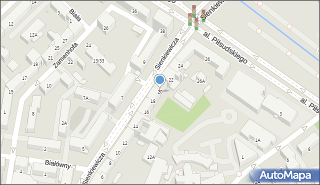 Białystok, Sienkiewicza Henryka, 20, mapa Białegostoku