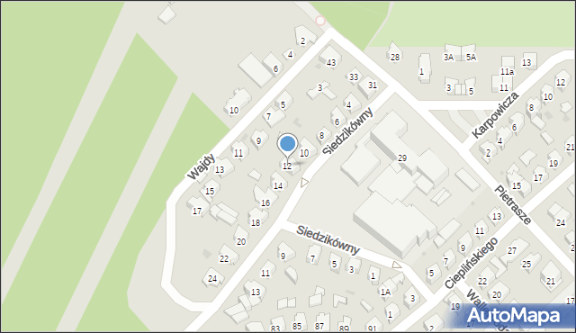 Białystok, Siedzikówny-Inki Danuty, 12, mapa Białegostoku