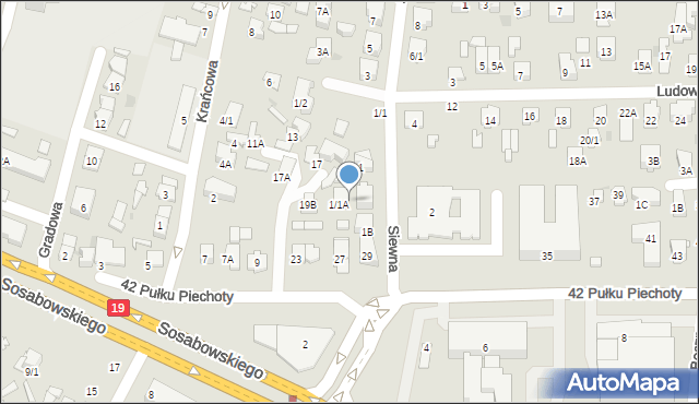 Białystok, Siewna, 1C, mapa Białegostoku